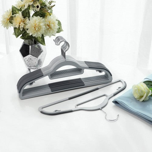 Coat Hangers - Heavy Duty Plastic - Grey - Non-Slip Design